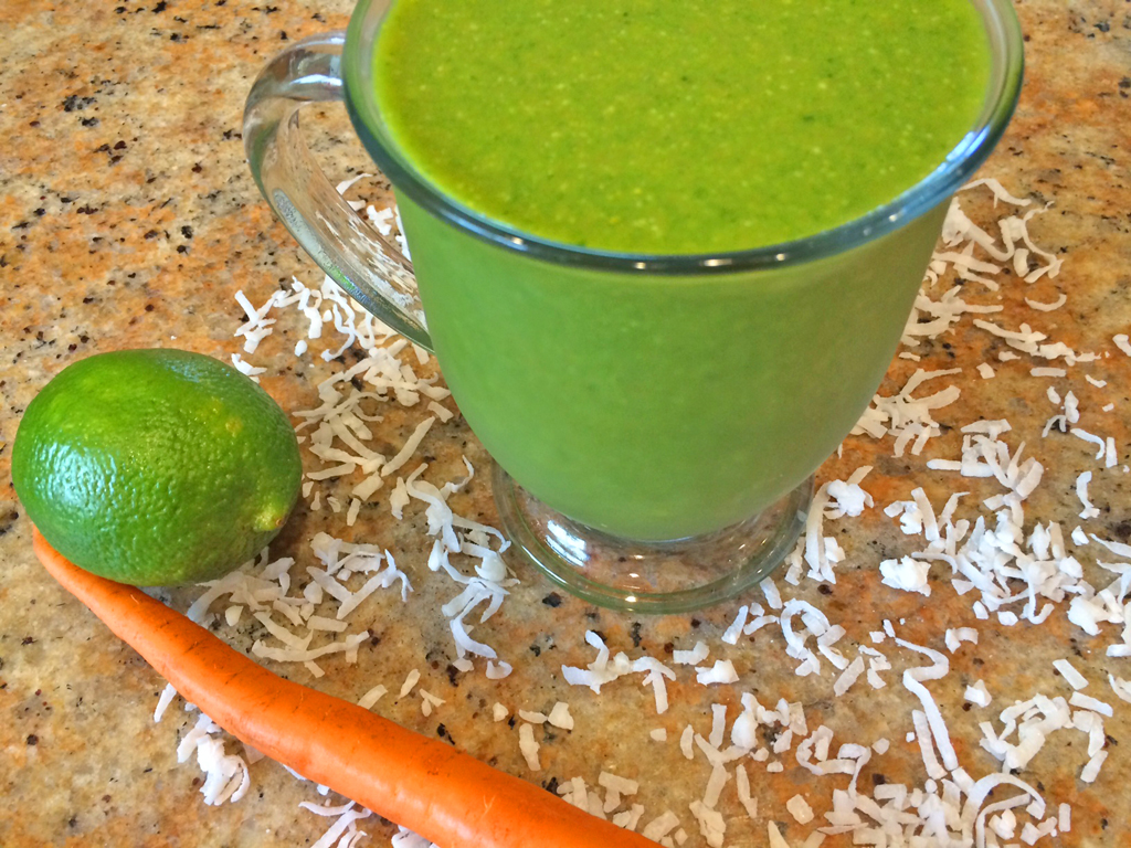 Pad Thai Coconut Water Smoothie with coconut water, carrots, limes, and more.